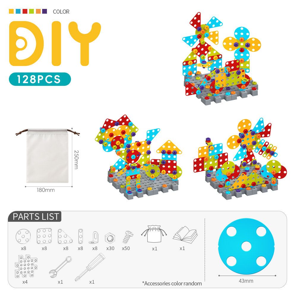 DIY Creative Screw Puzzle Building Block Table Set for Kids Ages 3+ – Educational STEM Toy with Colorful Plastic Pieces, Tools, and Bonus Drawing Board for Home Play and Skill Development (379PCS, Dinosaur)
