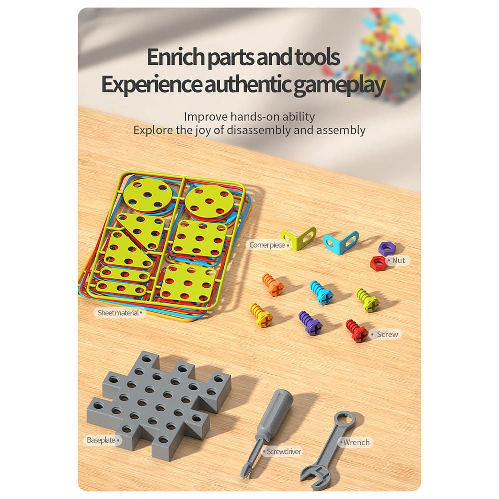 DIY Creative Screw Puzzle Building Block Table Set for Kids Ages 3+ – Educational STEM Toy with Colorful Plastic Pieces, Tools, and Bonus Drawing Board for Home Play and Skill Development (752PCS, Engineering)
