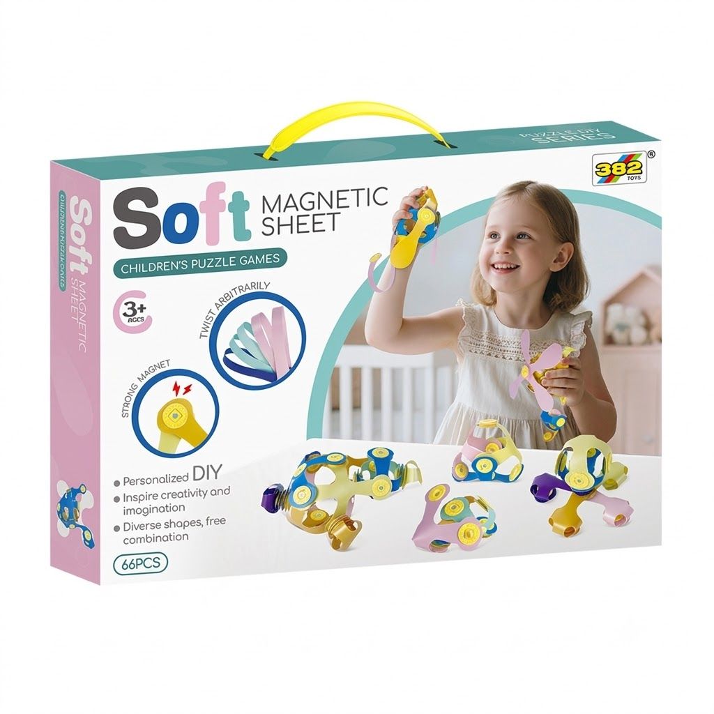 Kids 3D Soft Magnetic Building Tiles Toy Set, Creative DIY Puzzle Blocks for Ages 3+ - Develops Fine Motor Skills & Imagination, Ideal Birthday Gift for Girls, Home Play STEM Learning Kit (32PCS)