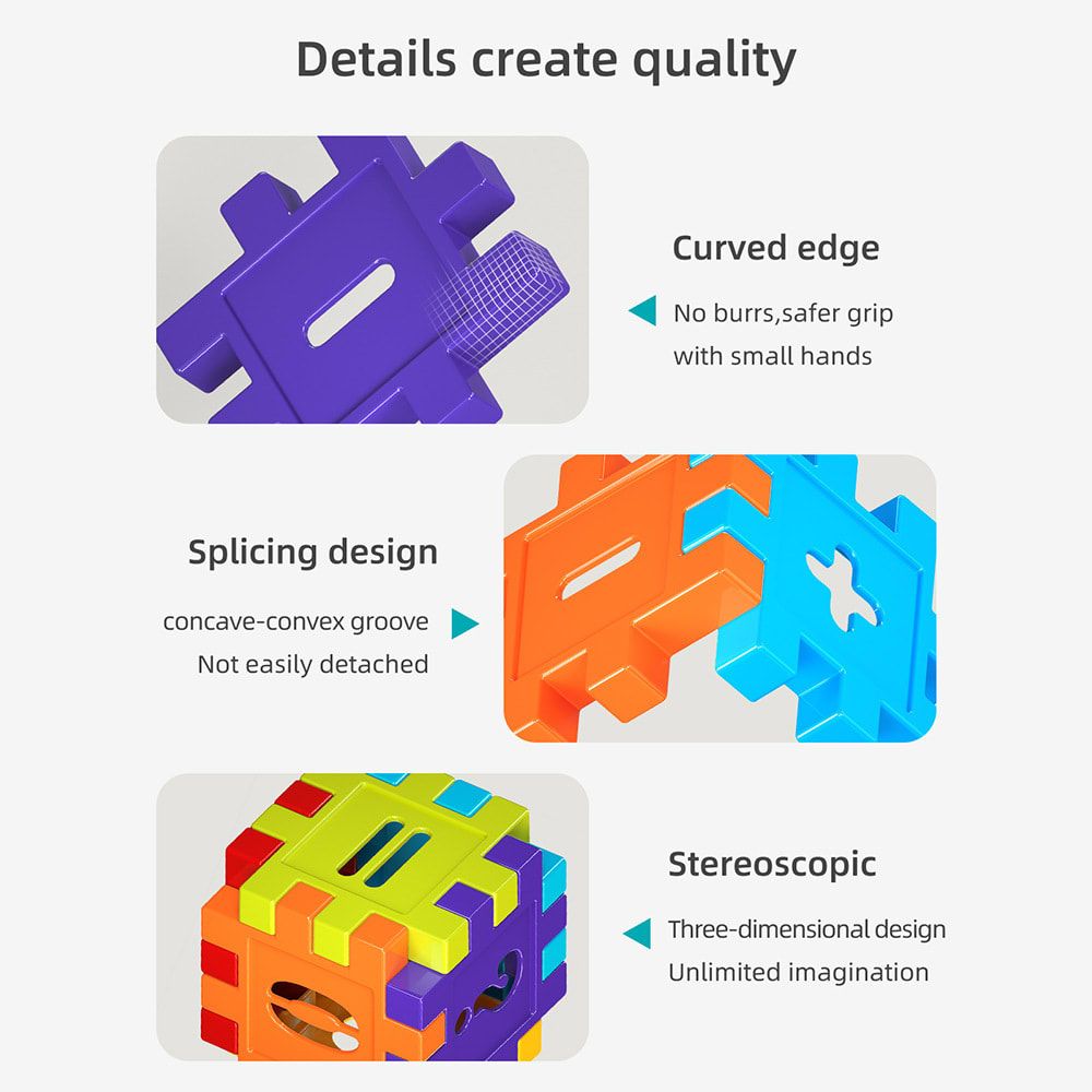 Creative DIY Puzzle Building Blocks Set for Kids Ages 3+ – Colorful Snap-Together Squares for Early Learning, Alphabet & Number Recognition, and Fun 3D Shape Construction at Home (153PCS)