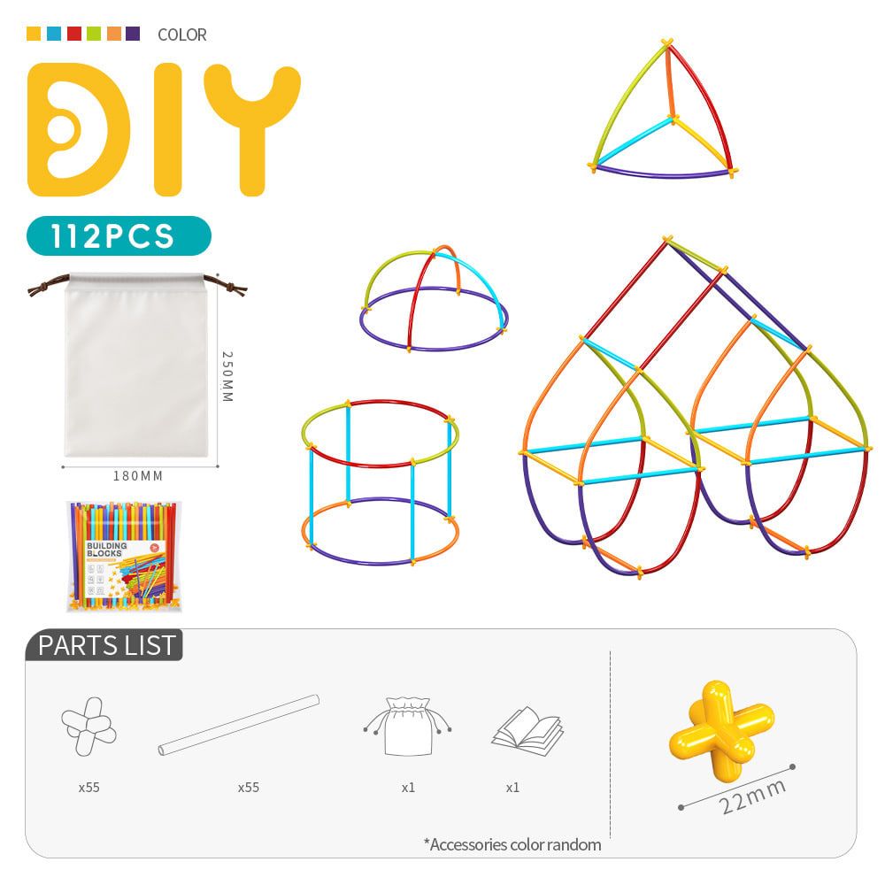 DIY Flexible Straw Building Blocks for Kids Ages 3-6, Creative Educational Construction Toy Set with Bendable Straws and Connectors, 112/242/723 Pieces for 3D Geometry and Imaginative Play (723PCS)