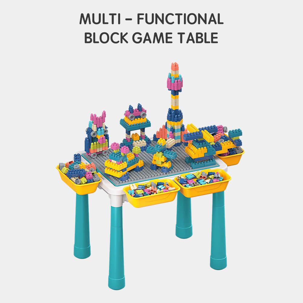 Multifunctional Kids Building Block Table Set with Storage, Compatible with 3-6 Year Olds, Includes Chair and 88-380PCS Colorful Bricks, Ideal for Learning, Drawing, Sand & Water Play (380PCS)