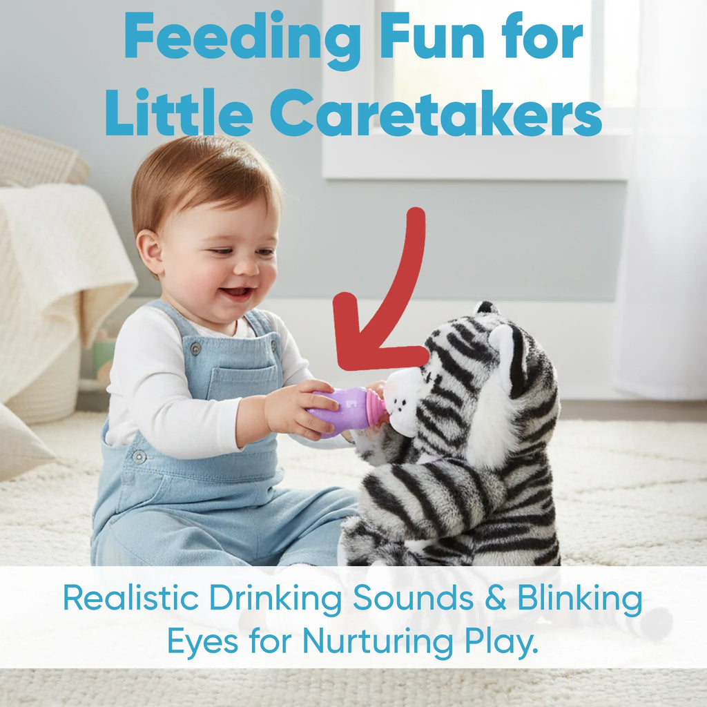Interactive Tiger - Plush Feeding & Sleeping Simulation Toy