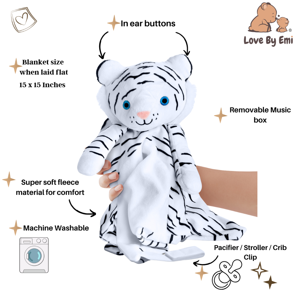 Delly the White Tiger - White Noise & Lullaby Comforter