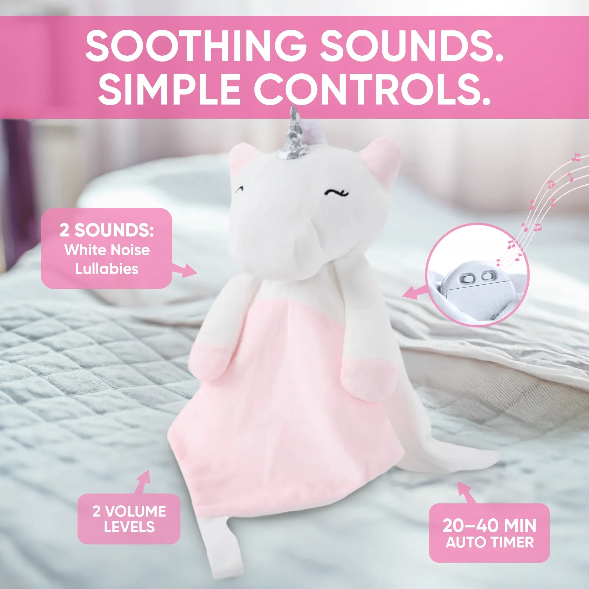 Maisie the Unicorn - White Noise & Lullaby Comforter