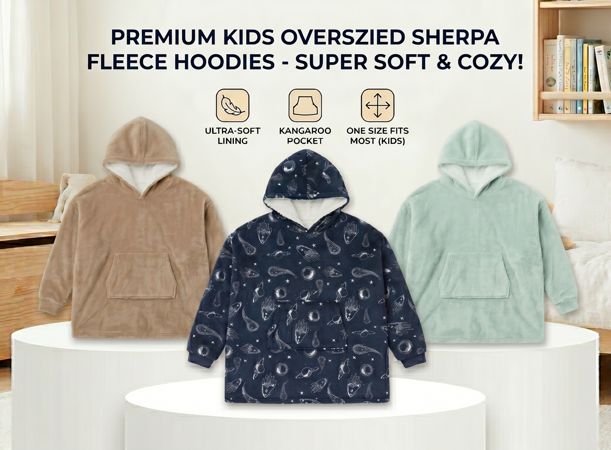 Kids Oversized Giant Wearable Blanket Hoodie Sherpa Fleece Sweatshirt Pullover - Purple Leopard - One Size Fits All (AU/EU)
