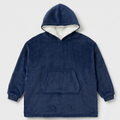 Kids Oversized Giant Wearable Blanket Hoodie Sherpa Fleece Sweatshirt Pullover - Solid Navy Blue Colour - One Size Fits All (AU/EU)