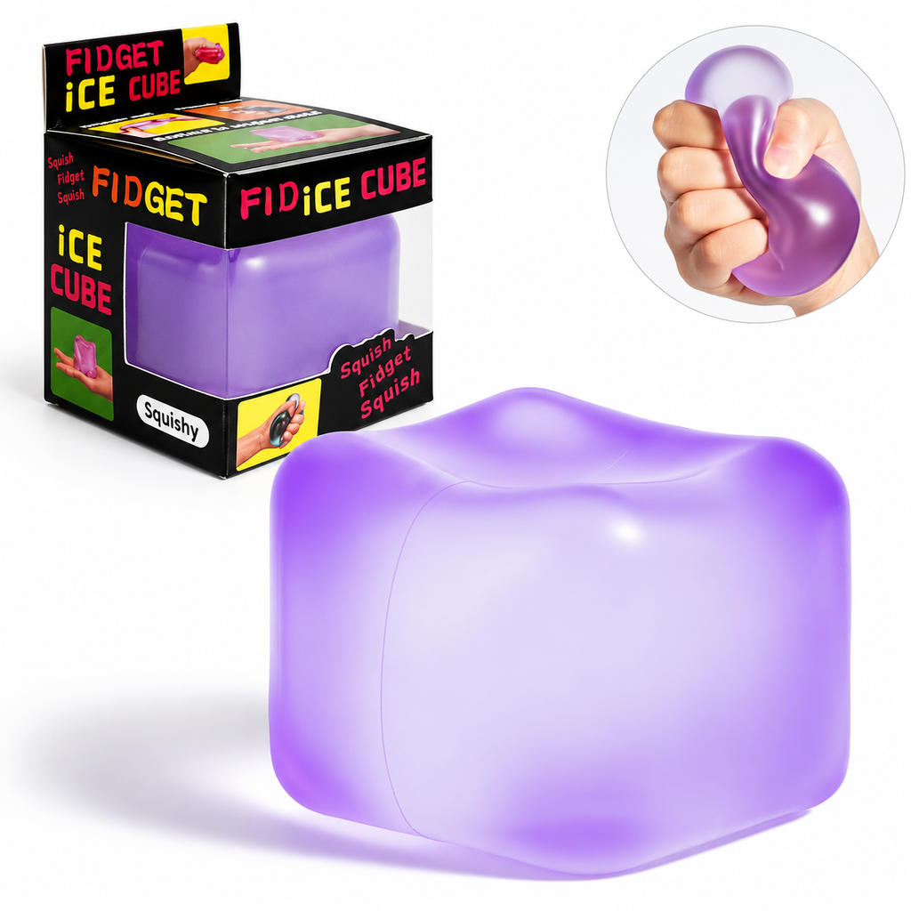 Ice Cube Squishy Toy 5.5*5.5cm Slow Rising Stress Relief Fidget Toy Soft Squeeze Sensory Toy for Kids and Adults(Purple)