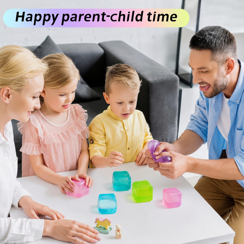 Ice Cube Squishy Toy 5.5*5.5cm Slow Rising Stress Relief Fidget Toy Soft Squeeze Sensory Toy for Kids and Adults(Purple)
