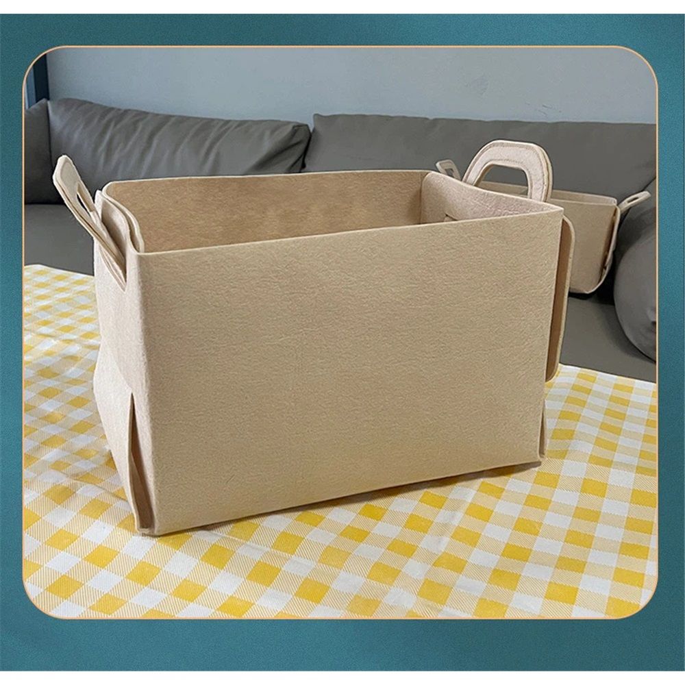 Collapsible Felt khaki Storage Bin – Foldable Basket with Handles for Closet, Toy Storage, Laundry Room Organization, Decorative Storage Bins for Shelves, Cube Storage（18*13*11）