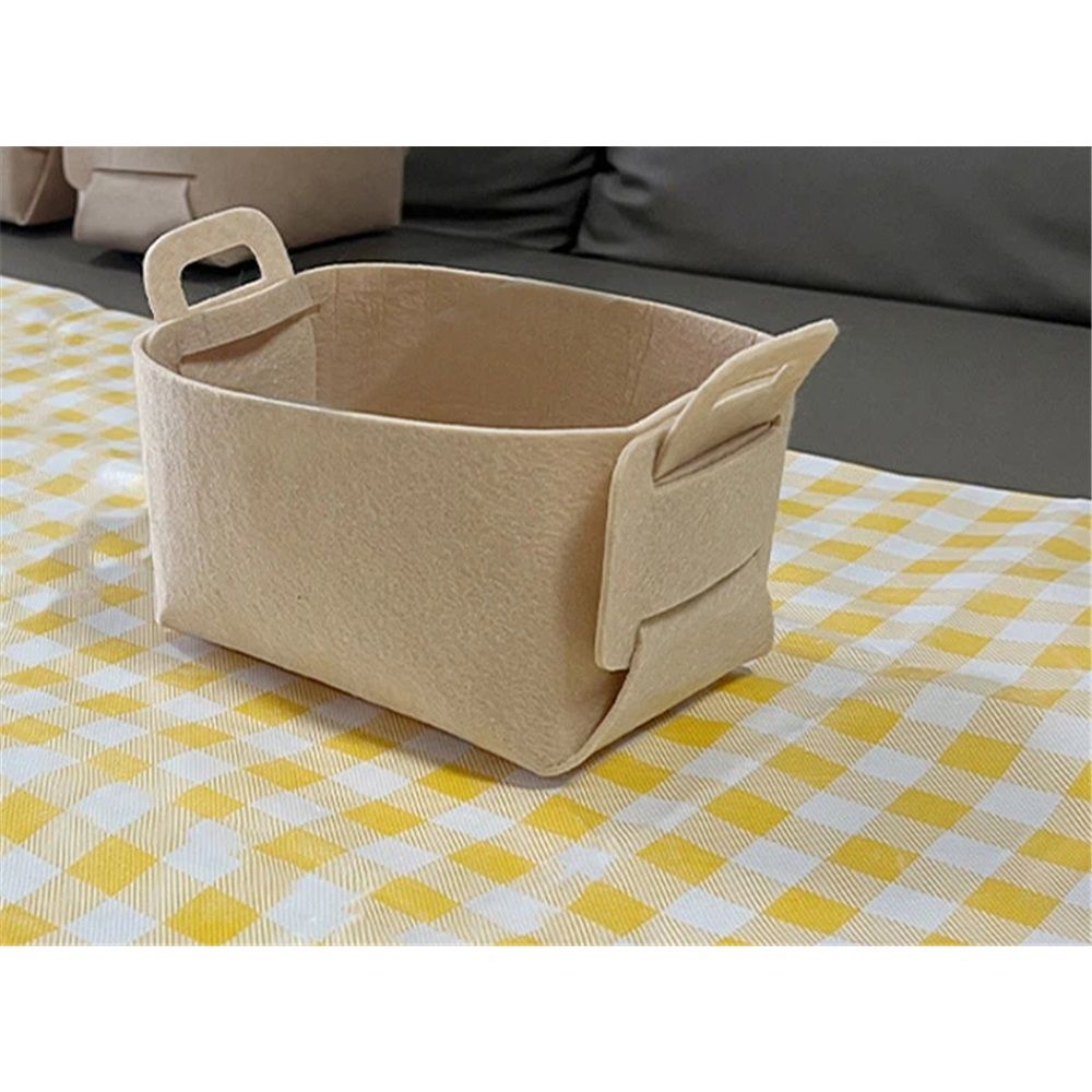 Collapsible Felt khaki Storage Bin – Foldable Basket with Handles for Closet, Toy Storage, Laundry Room Organization, Decorative Storage Bins for Shelves, Cube Storage（18*13*11）