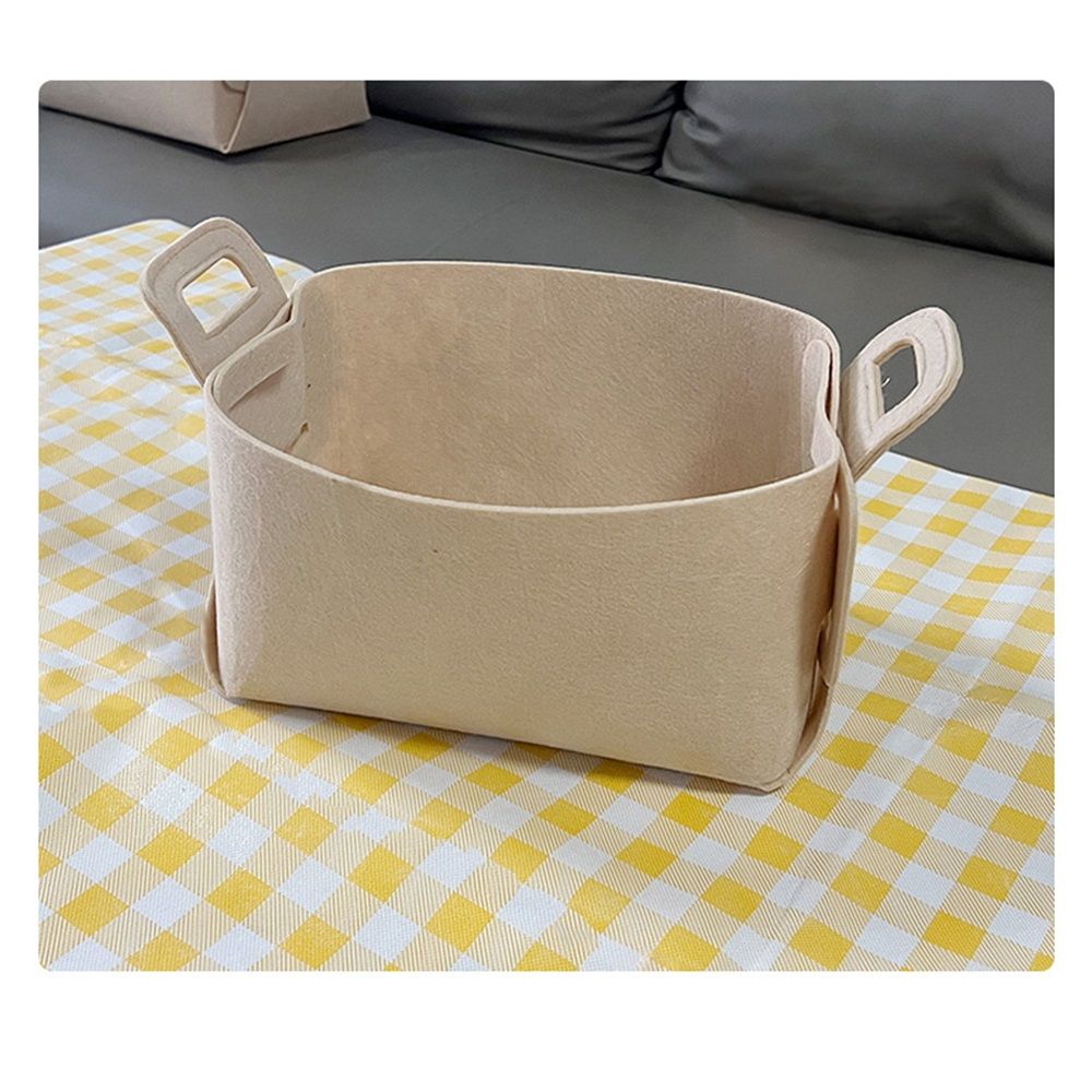 Collapsible Felt khaki Storage Bin – Foldable Basket with Handles for Closet, Toy Storage, Laundry Room Organization, Decorative Storage Bins for Shelves, Cube Storage（18*13*11）