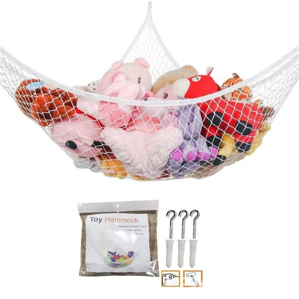 Jumbo Toy Hammock Stuffed Animals and Toy Storage Hammock Net 70" Wall Sling Corner Extra Large Kids Children Mesh Toy Net Organizer White（only mesh bag）