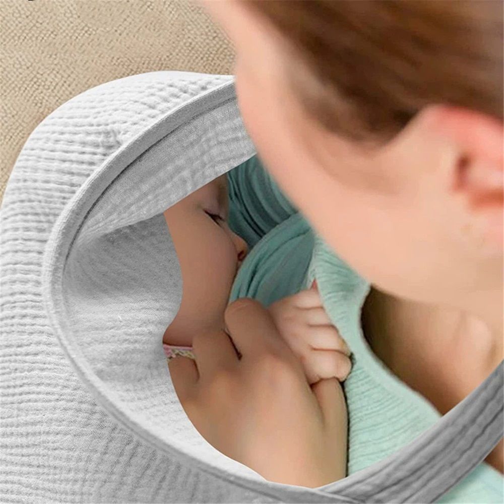 Nursing Cover for Baby Breastfeeding, Breathable  Cotton Breastfeeding Cover with Rigid Hoop for Mother Nursing Apron, Multi-use Carseat Canopy（grey）