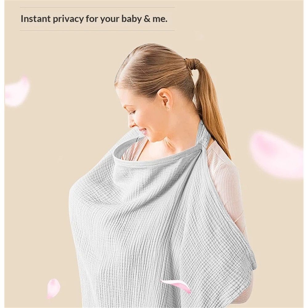 Nursing Cover for Baby Breastfeeding, Breathable  Cotton Breastfeeding Cover with Rigid Hoop for Mother Nursing Apron, Multi-use Carseat Canopy（grey）