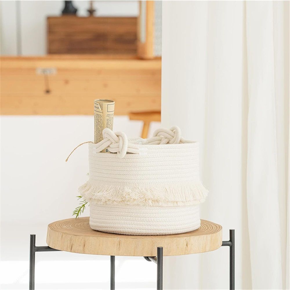 Small Basket for Stuffed Animal,Clothes ,Bedroom,Nursery |Cotton Rope Baskets, Cube Basket, Under Shelf Basket | Baskets for Home Decor.white