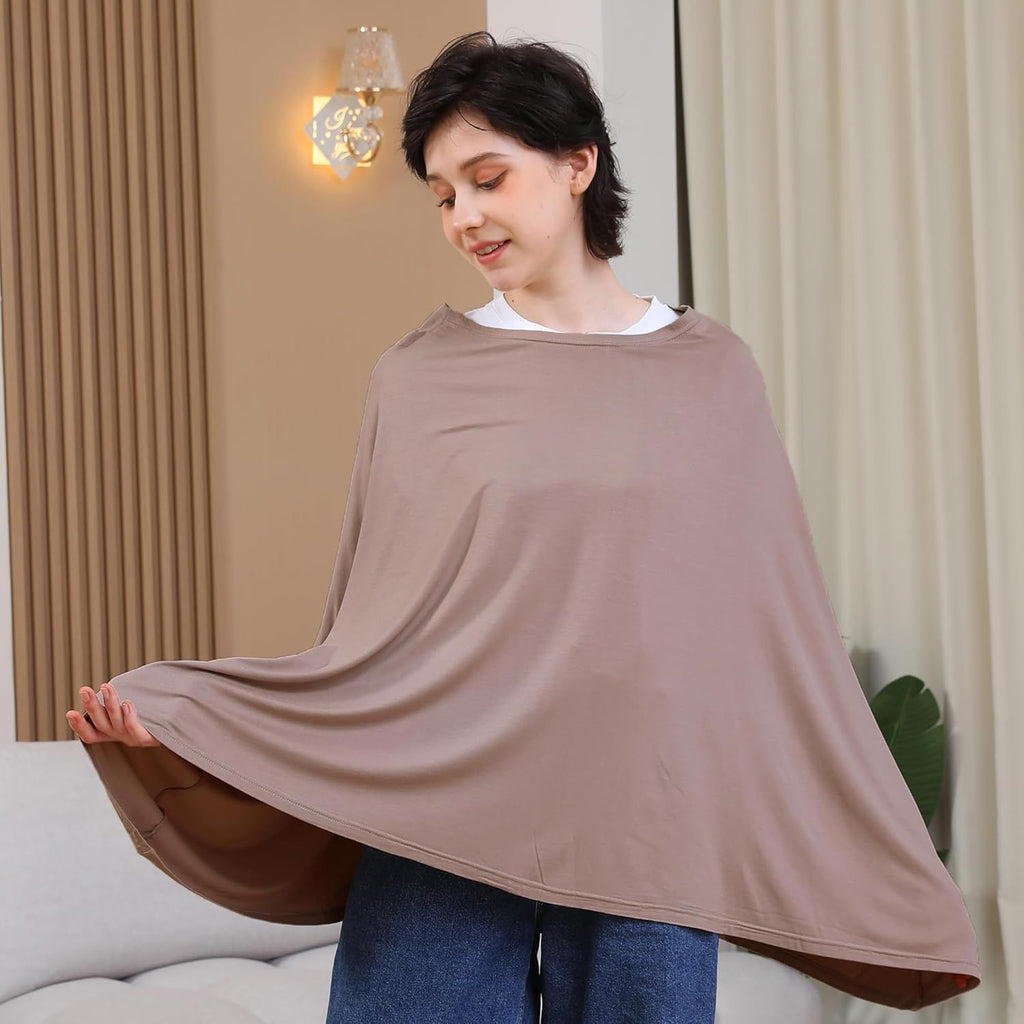 Multi-use Nursing Cover for Breastfeeding, 360°Full Coverage Nursing Poncho, Rayon Soft & Breathable Breastfeeding Cover up