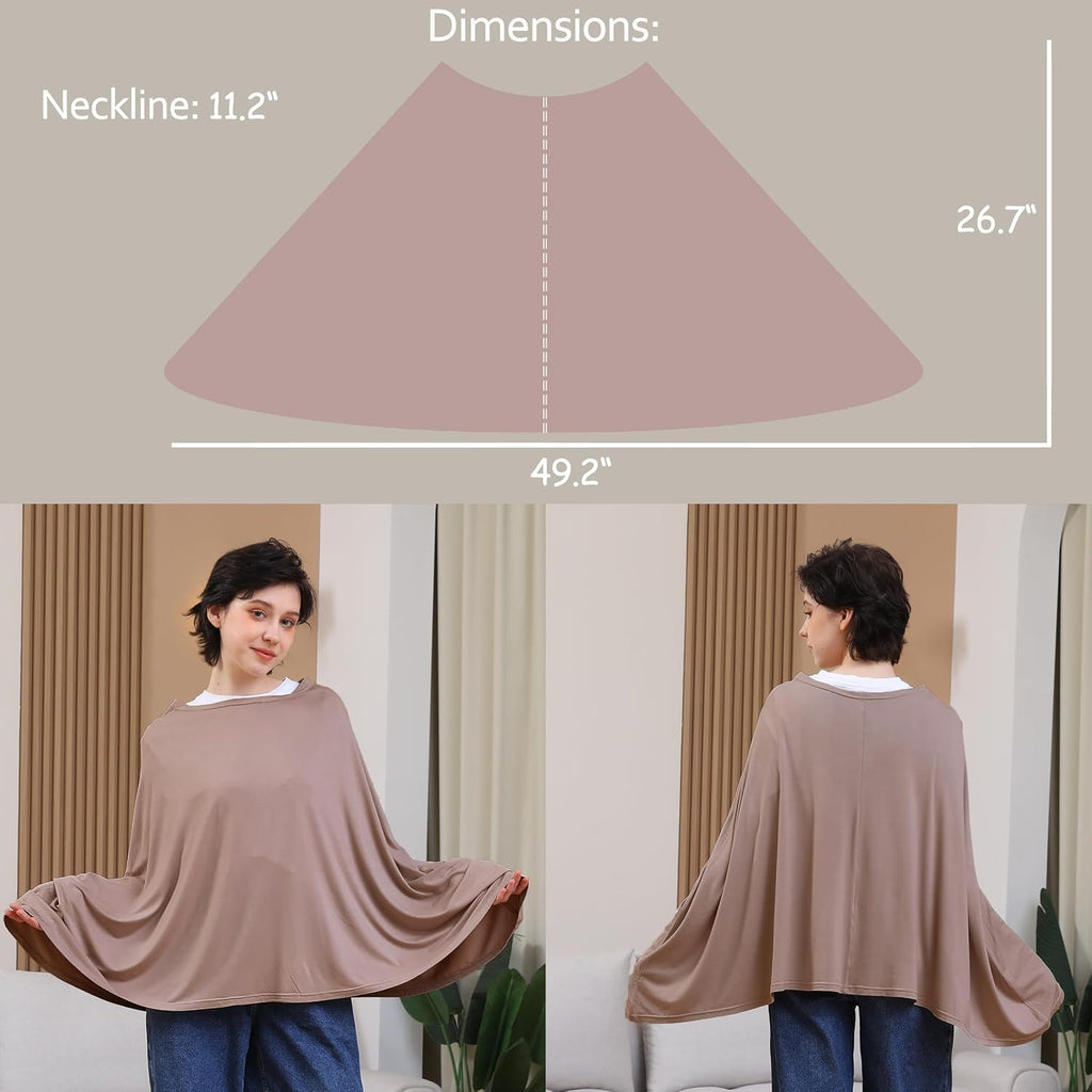 Multi-use Nursing Cover for Breastfeeding, 360°Full Coverage Nursing Poncho, Rayon Soft & Breathable Breastfeeding Cover up