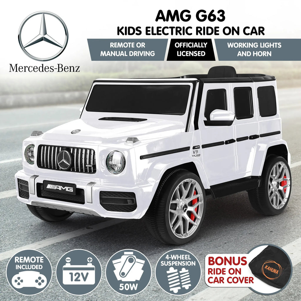 Kahuna Mercedes Benz AMG G63 Kids Electric Ride On Car w/ Remote Control - White