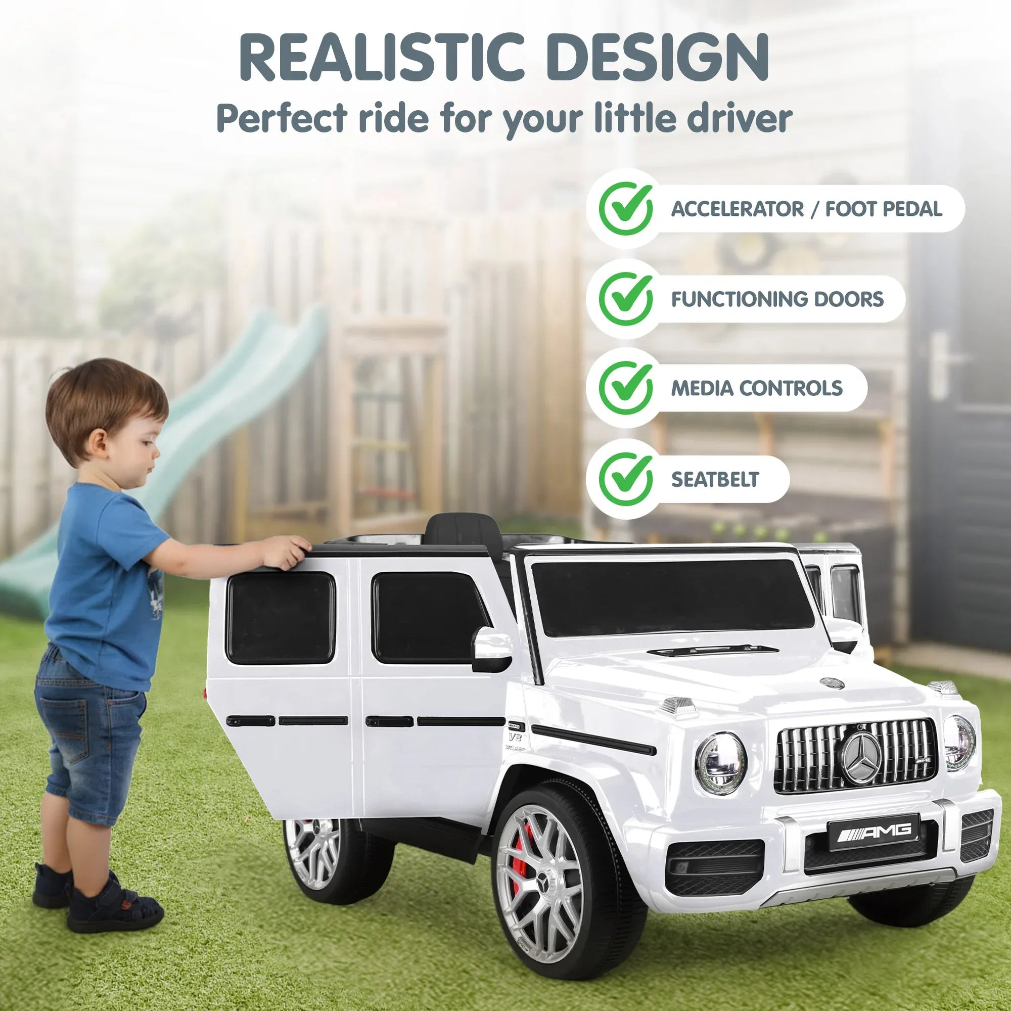 Kahuna Mercedes Benz AMG G63 Kids Electric Ride On Car w/ Remote Control - White