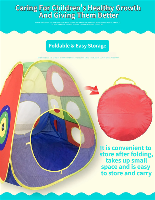 5-in-1 Kids' Pop-Up Foldable Play Tent & Adventure Tunnel Set - Giant Indoor/Outdoor Playpark with Ball Pit & Basketball Hoop